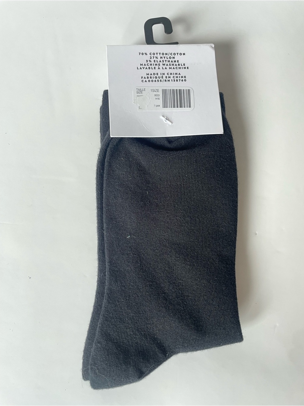 Reitmans Black Crew Socks with Cream Cat Face and Glasses - Picture 3 of 6